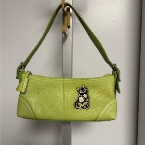 Green Leather Coach mini baguette Bag